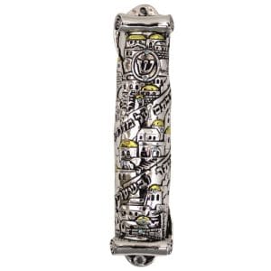 בתי מזוזה -  פולי ציפוי כסף דגם ים גודל 20 ס"מ