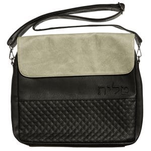 תיק טלית ותפילין - תיק לטלית ותפילין ורצועה שחור כרם דמוי עור