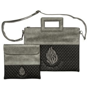 תיק טלית ותפילין - תיק טלית תפילין עם ידית לולאה ורצועה שחור אפור דמוי עור האש שלי