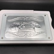 מגש לחלה - מגש לחלה עץ וזכוכית דגם שבת ניקל כולל סכין לבן