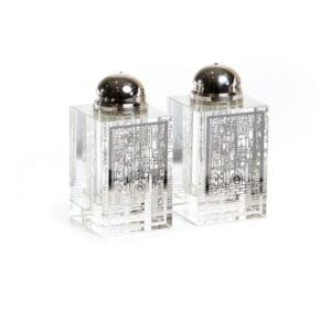 מלחיה - זוג מלחיות קריסטל משולב דגם ירושלים